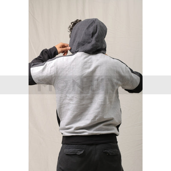 Grey Black Colour Block Hoodie | Montivo Pakistan