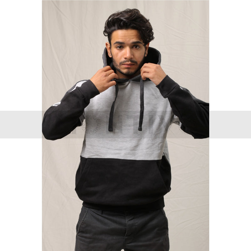 Grey Black Colour Block Hoodie | Montivo Pakistan
