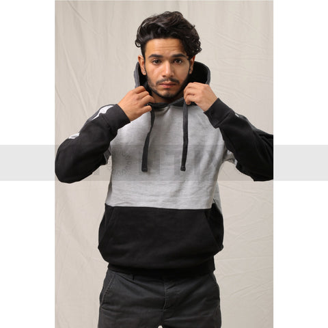 Grey Black Colour Block Hoodie | Montivo Pakistan