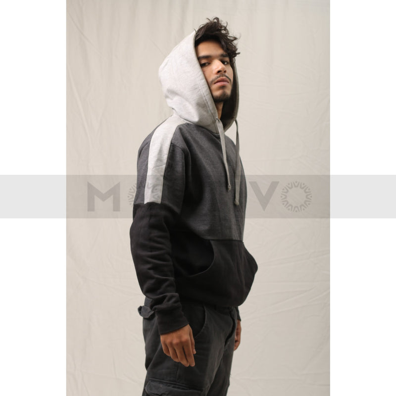 Charcoal Grey Colour Block Hoodie | Montivo Pakistan