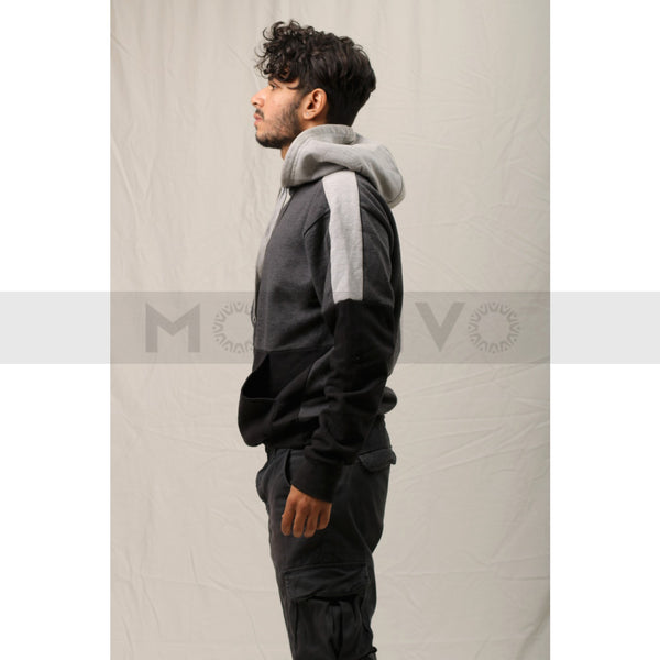 Charcoal Grey Colour Block Hoodie | Montivo Pakistan
