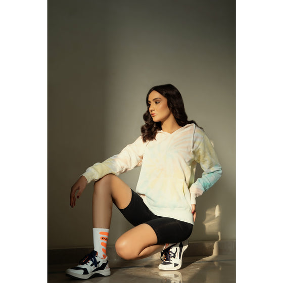 Tie & Dye Yellow White Hoodie | Montivo Pakistan