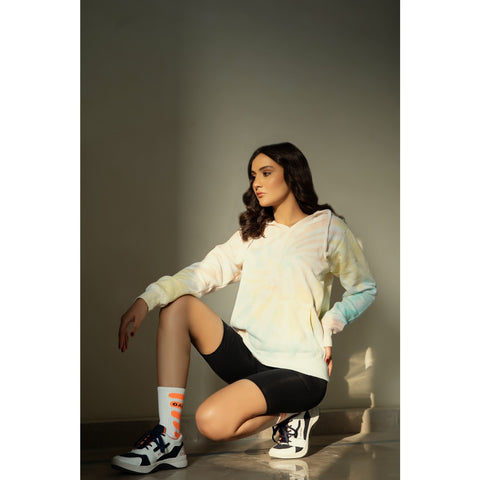 Tie & Dye Yellow White Hoodie | Montivo Pakistan