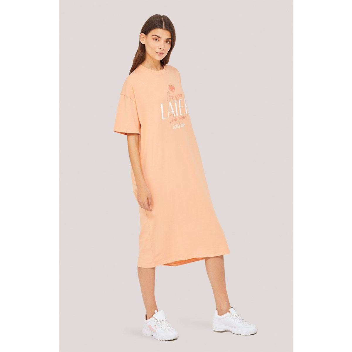 Orange Printed Midi Dress | Montivo Pakistan