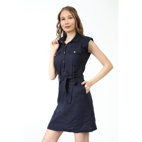 Navy Sports Dress with Paded Shoulders | Montivo Pakistan