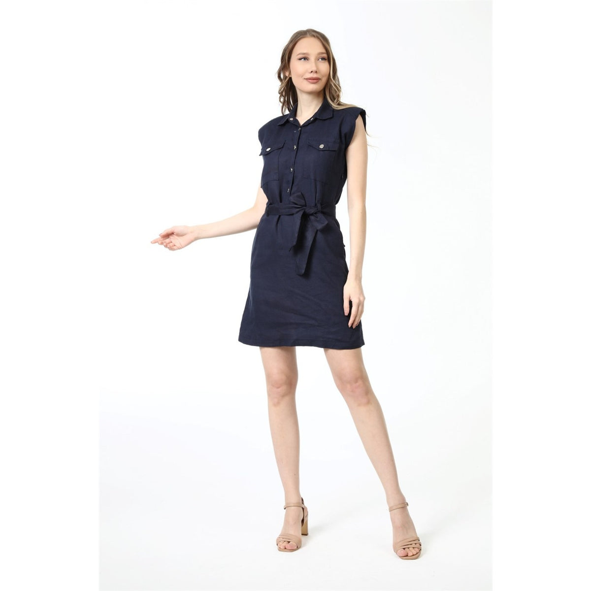Navy Sports Dress with Paded Shoulders | Montivo Pakistan