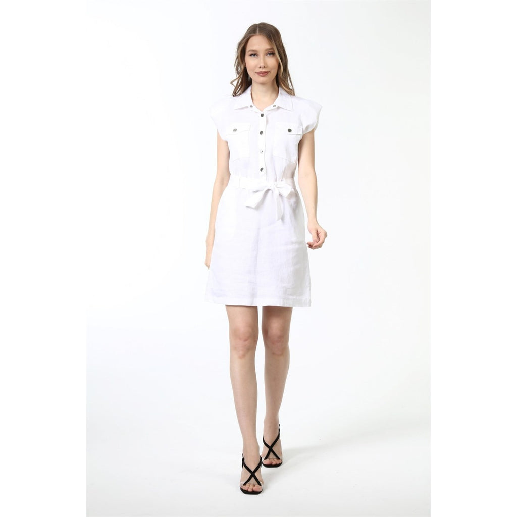 White Sports Dress with Paded Shoulders | Montivo Pakistan