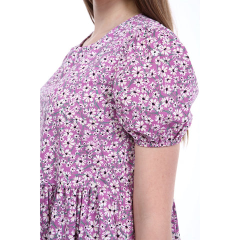 Lilac Floral Poplin Dress | Montivo Pakistan
