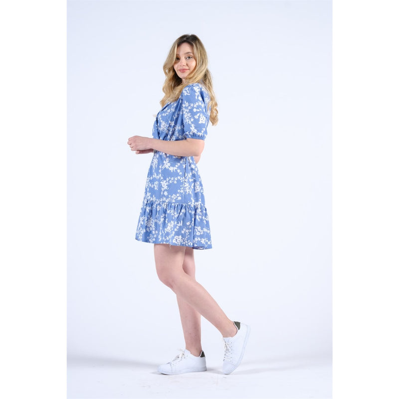 Balloon Sleeve Belted Floral Dress | Montivo Pakistan