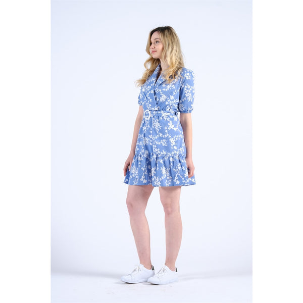 Balloon Sleeve Belted Floral Dress | Montivo Pakistan