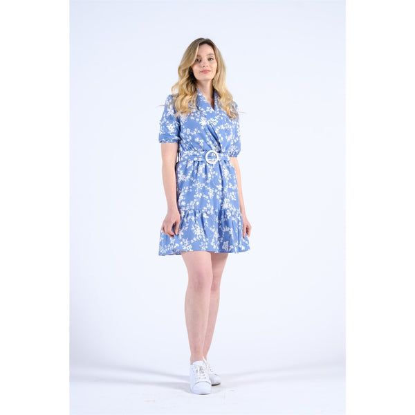 Balloon Sleeve Belted Floral Dress | Montivo Pakistan