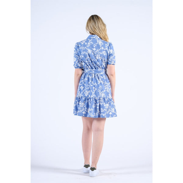 Balloon Sleeve Belted Floral Dress | Montivo Pakistan