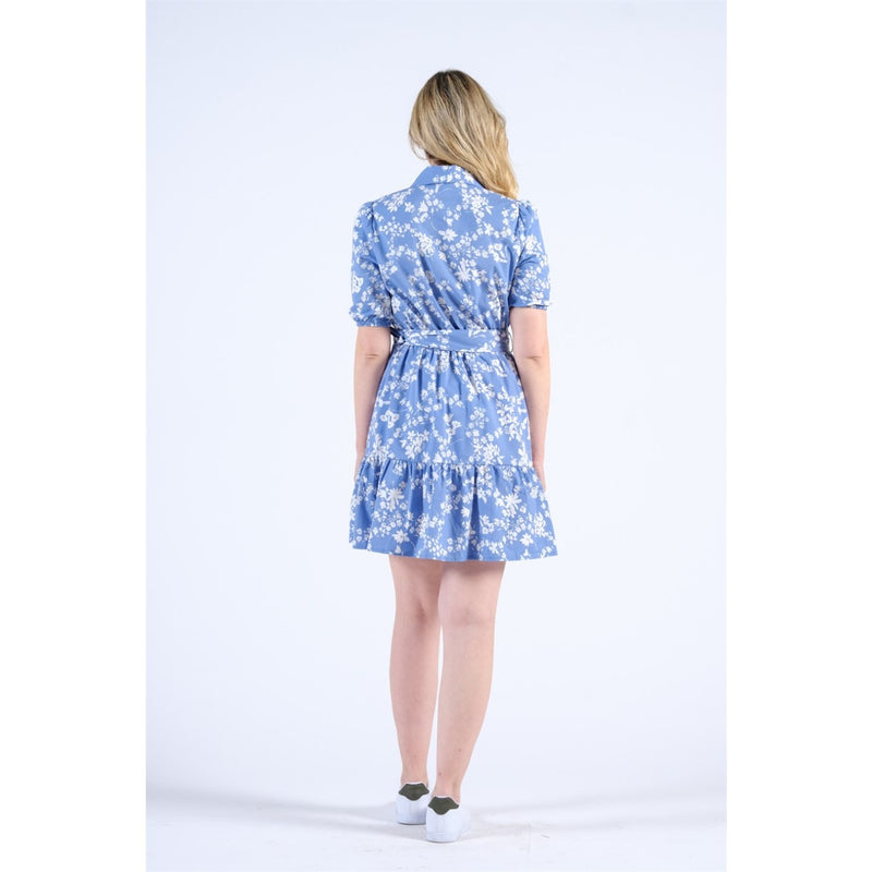 Balloon Sleeve Belted Floral Dress | Montivo Pakistan