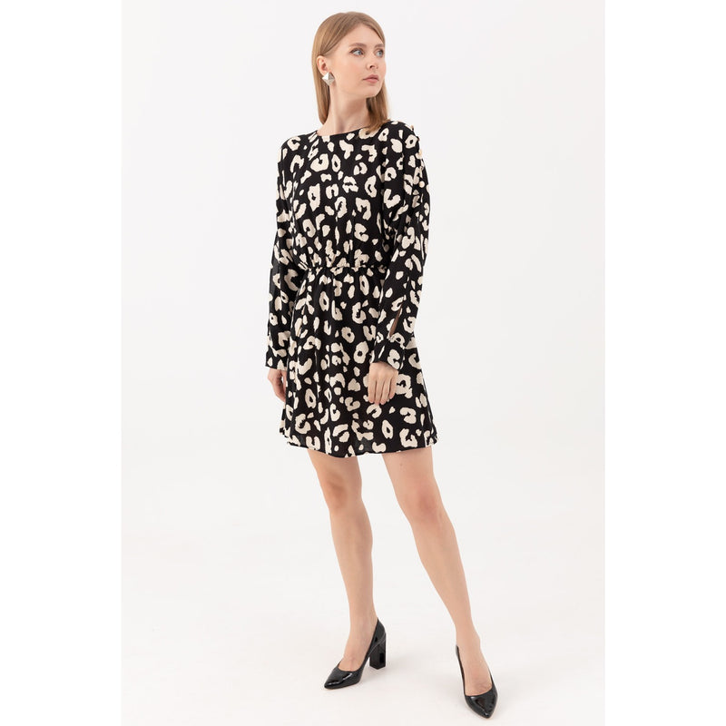 Patterned Sleeves Slit Dress | Montivo Pakistan