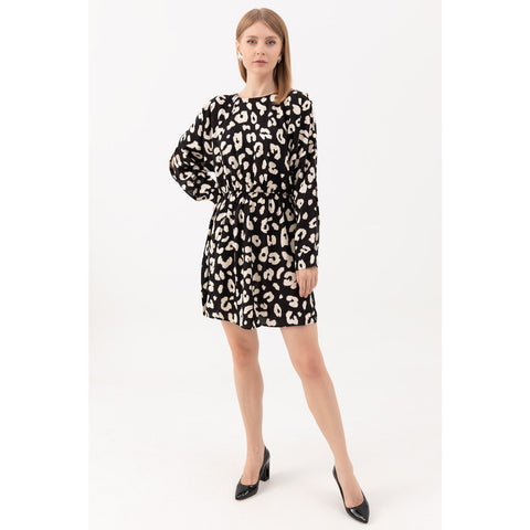 Patterned Sleeves Slit Dress | Montivo Pakistan