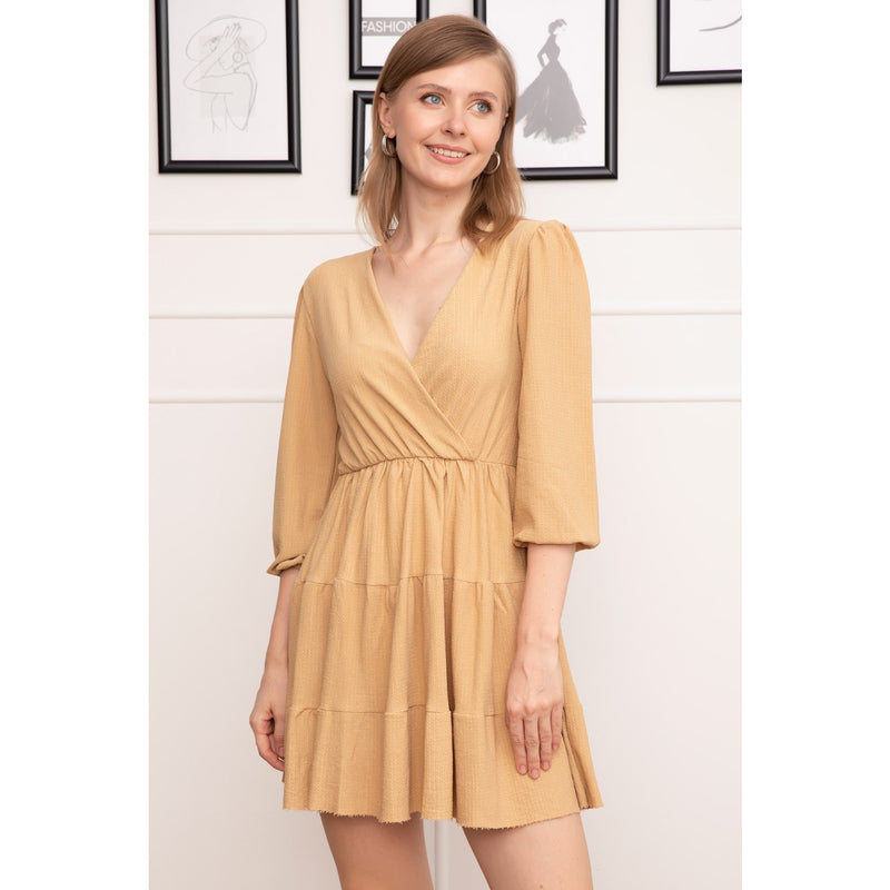 Coffee Double Breasted Collar Dress | Montivo Pakistan