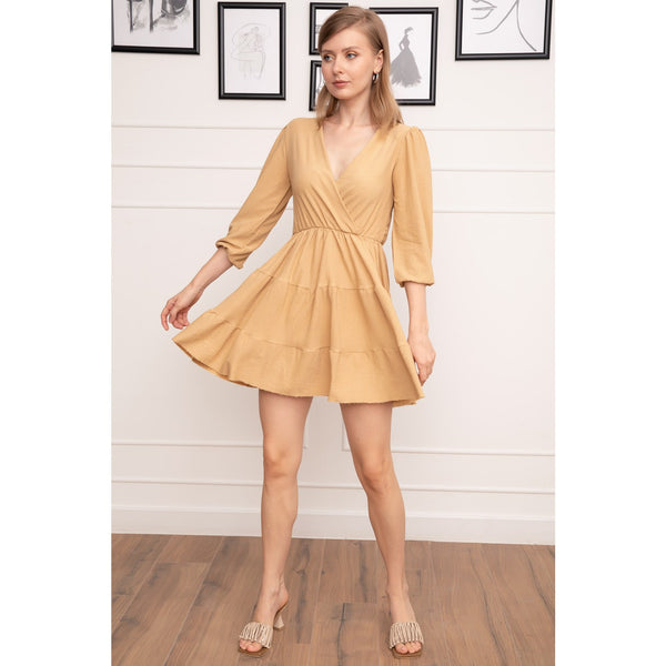 Coffee Double Breasted Collar Dress | Montivo Pakistan