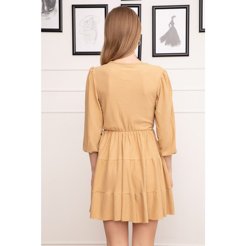 Coffee Double Breasted Collar Dress | Montivo Pakistan