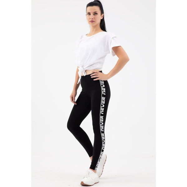 Black Side Stripe Leggings | Montivo Pakistan
