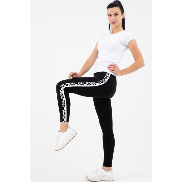 Black Printed Sports Leggings | Montivo Pakistan