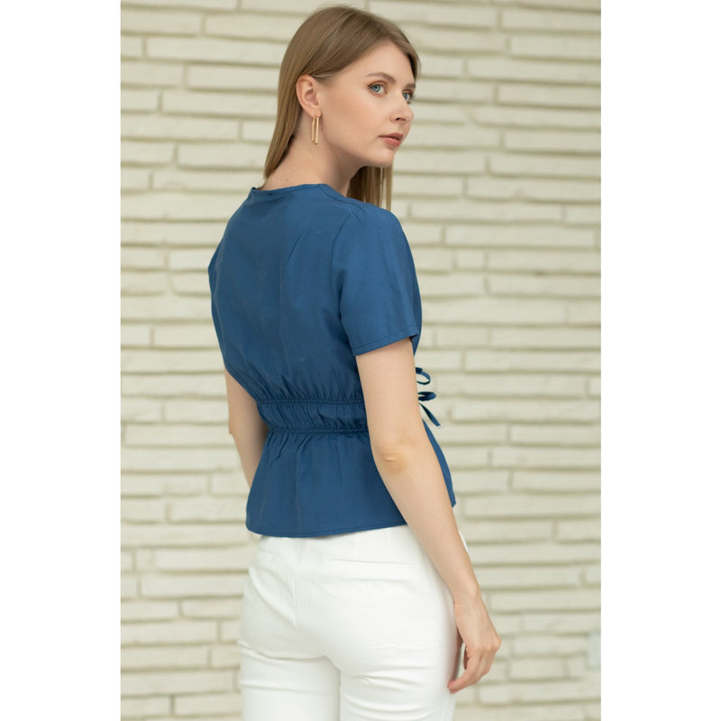 Teal Waist Pleated Top | Montivo Pakistan
