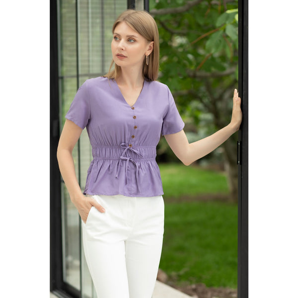Lilac Waist Pleated Top | Montivo Pakistan