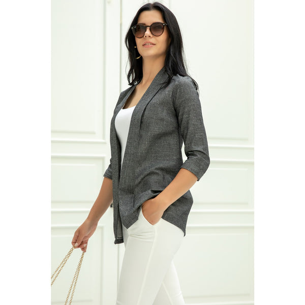 Grey Short Sleeves Shawl Jacket | Montivo Pakistan