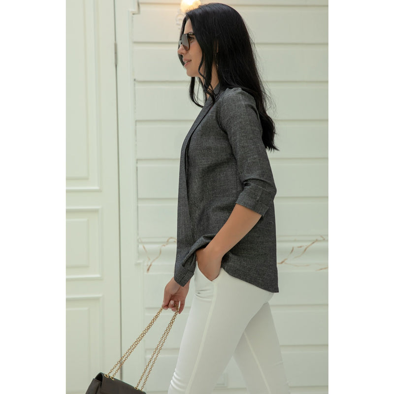 Grey Short Sleeves Shawl Jacket | Montivo Pakistan
