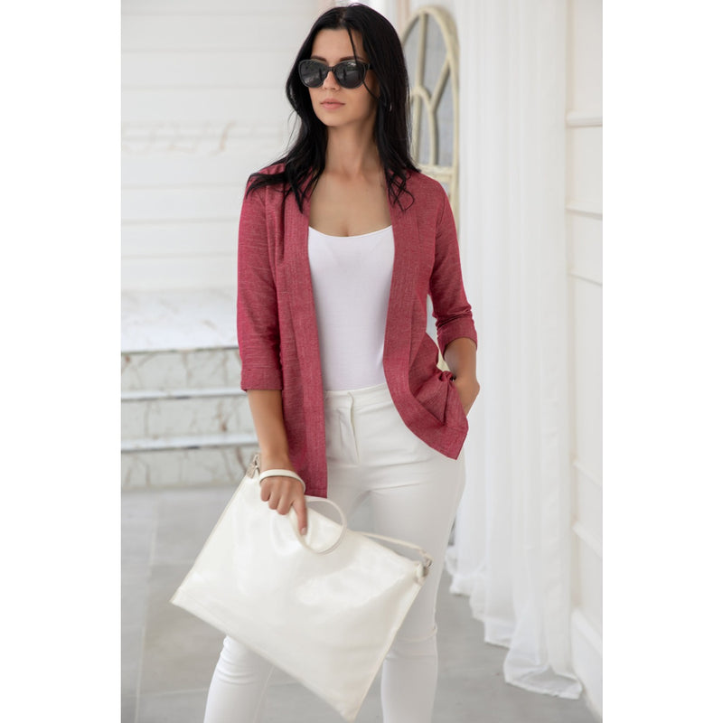 Burgundy Short Sleeves Shawl Jacket | Montivo Pakistan