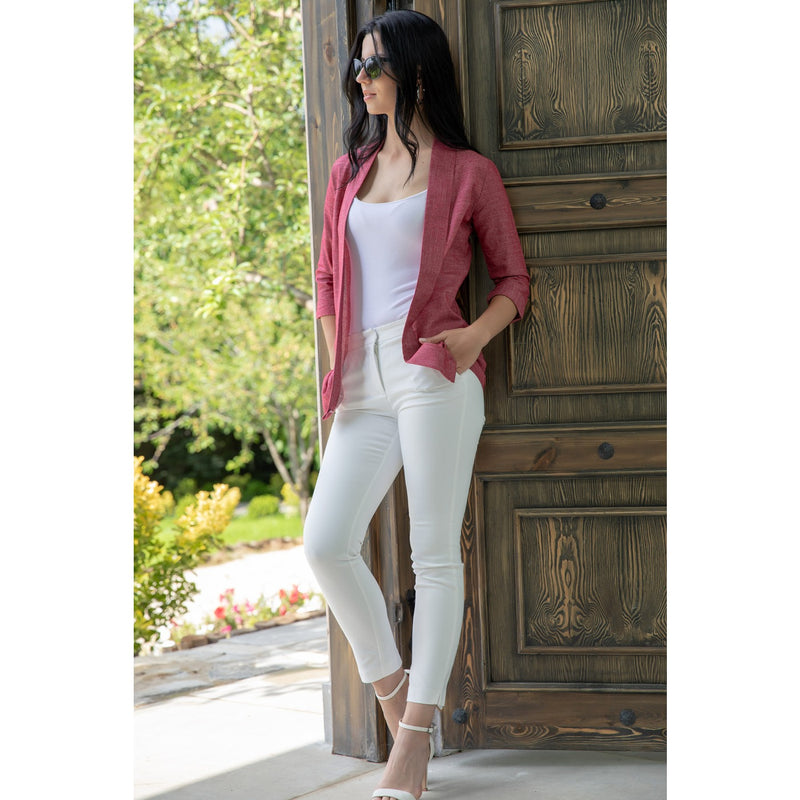 Burgundy Short Sleeves Shawl Jacket | Montivo Pakistan