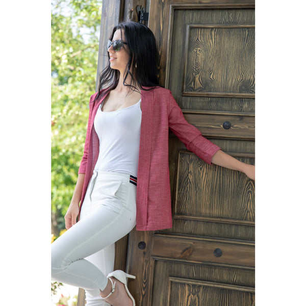 Burgundy Short Sleeves Shawl Jacket | Montivo Pakistan