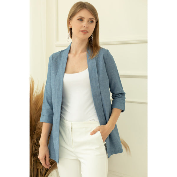 Blue Short Sleeves Shawl Jacket | Montivo Pakistan