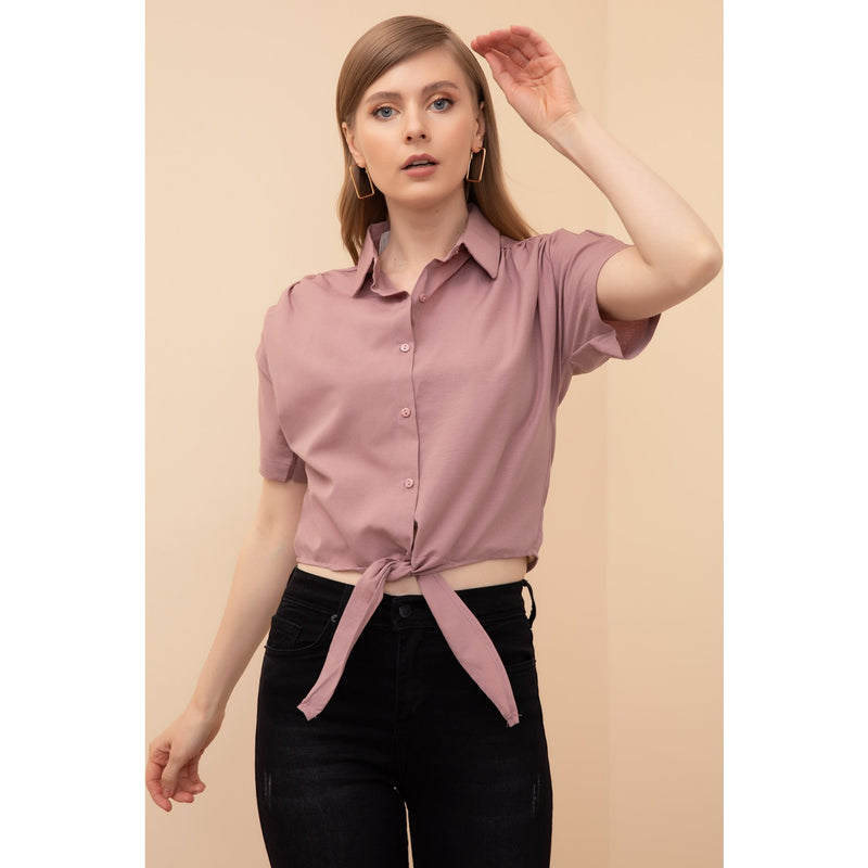Rose Lace-Up Short Sleeve Shirt | Montivo Pakistan