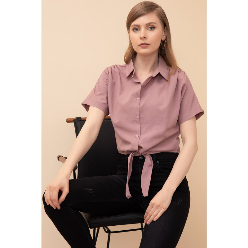 Rose Lace-Up Short Sleeve Shirt | Montivo Pakistan