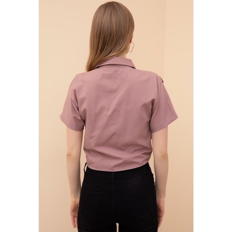 Rose Lace-Up Short Sleeve Shirt | Montivo Pakistan