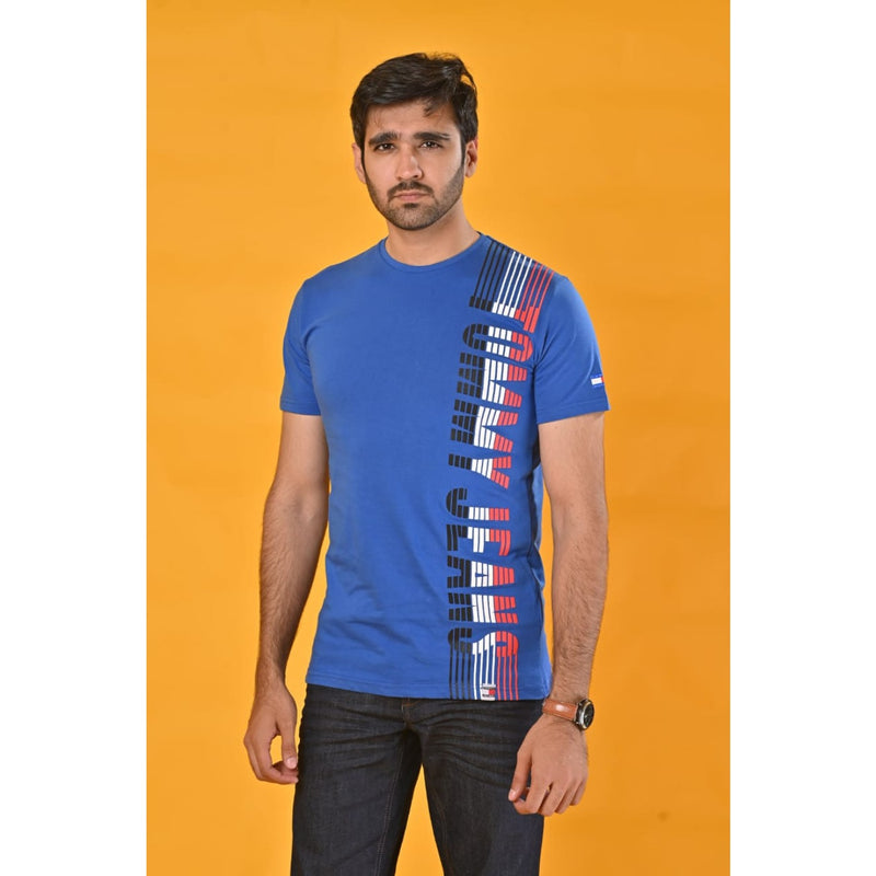 TJ Printed Vertical Blue Tshirt | Montivo Pakistan