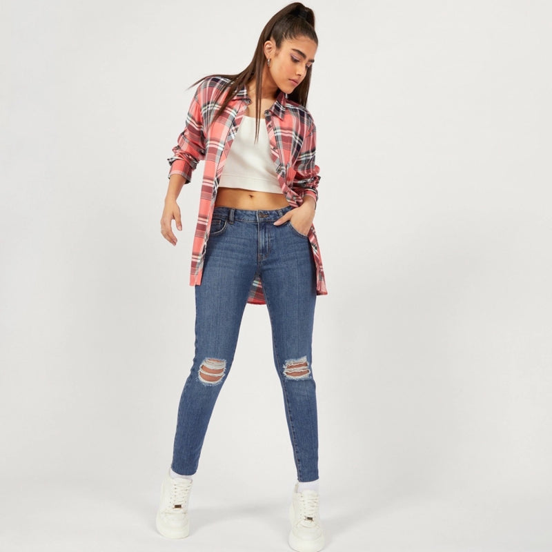 SPL Blue Mid Rise Ripped Slim Jeans | Montivo Pakistan