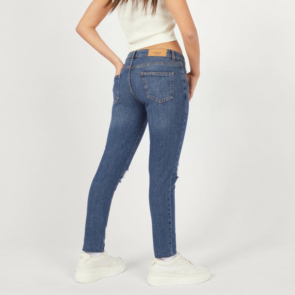 SPL Blue Mid Rise Ripped Slim Jeans | Montivo Pakistan