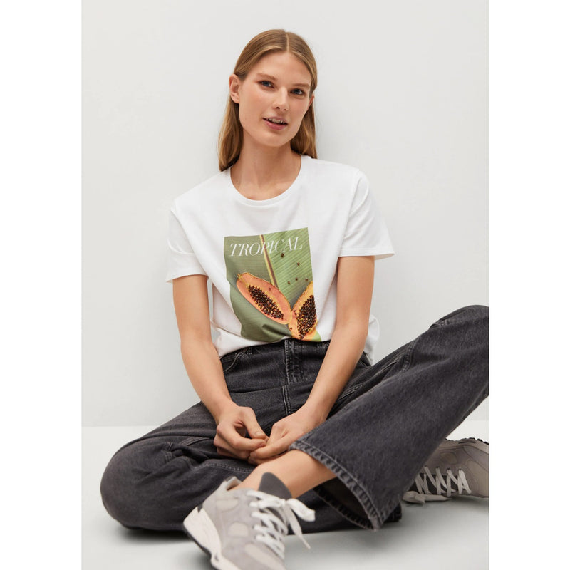 MNG Printed cotton-blend T-shirt | Montivo Pakistan