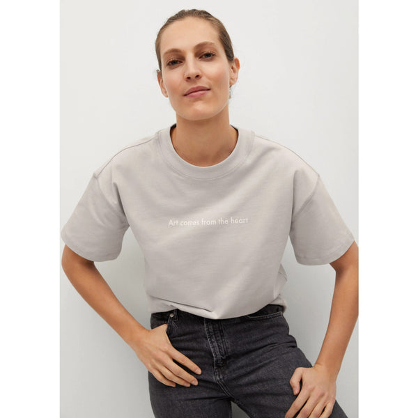 MNG Grey Printed Cotton T-shirt | Montivo Pakistan