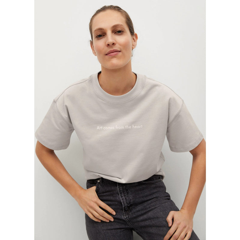 MNG Grey Printed Cotton T-shirt | Montivo Pakistan
