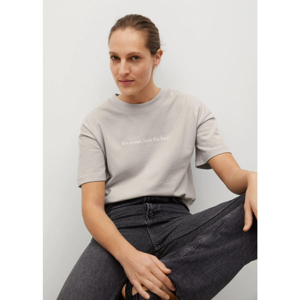 MNG Grey Printed Cotton T-shirt | Montivo Pakistan