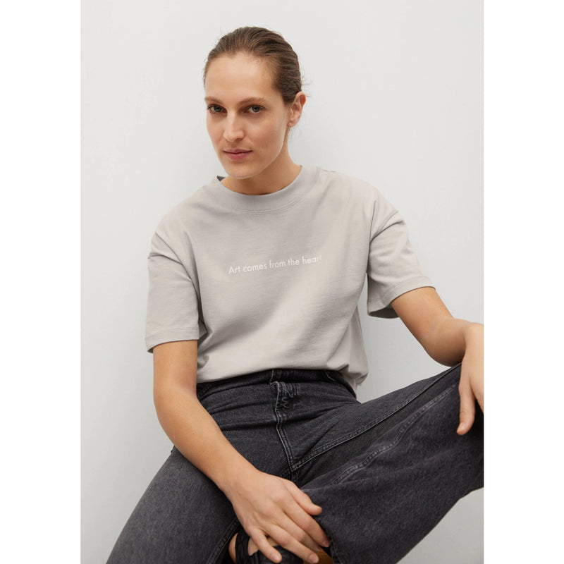 MNG Grey Printed Cotton T-shirt | Montivo Pakistan