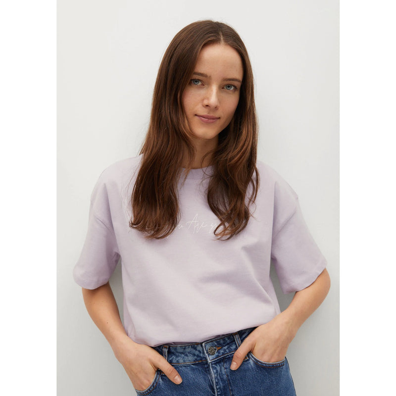 MNG Lilac Printed Cotton T-shirt | Montivo Pakistan