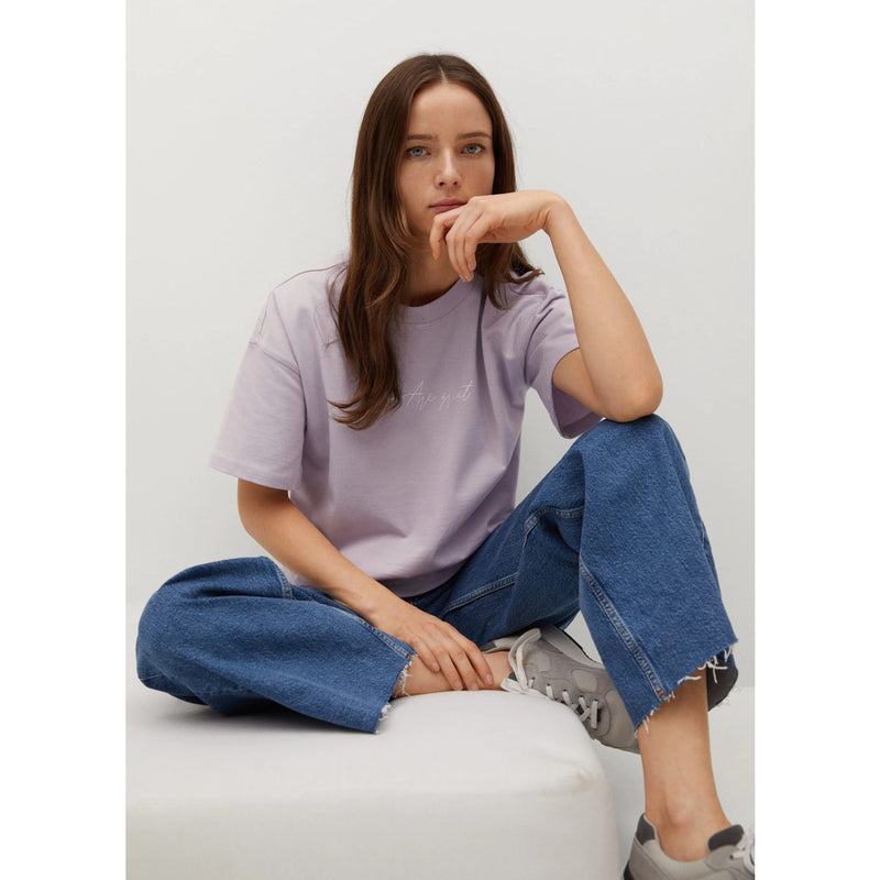 MNG Lilac Printed Cotton T-shirt | Montivo Pakistan