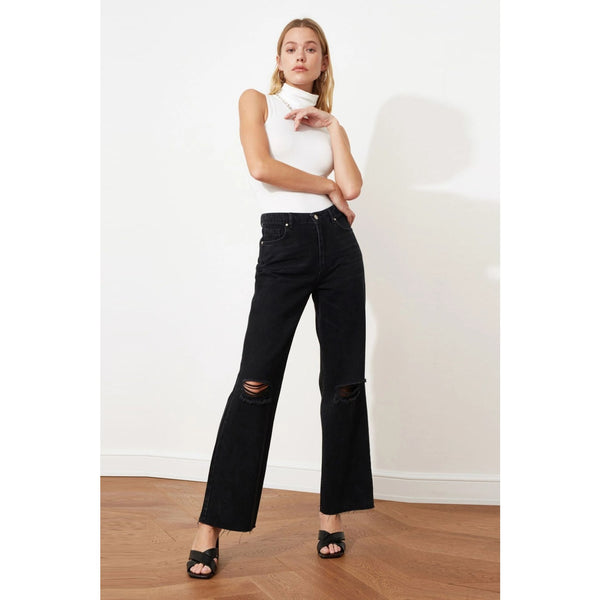 FF Black Straight Ripped Jeans | Montivo Pakistan
