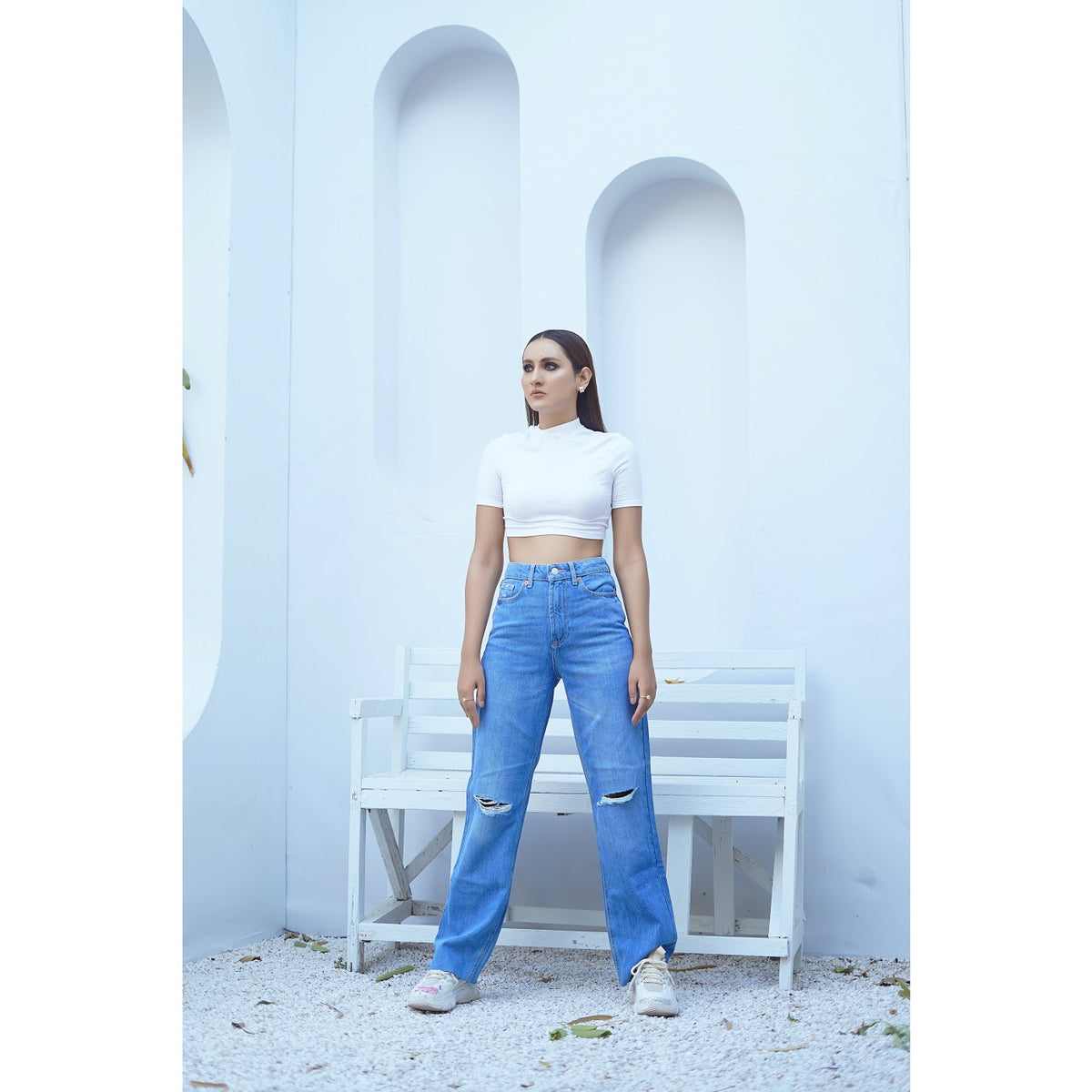 FF Blue Straight Ripped Jeans | Montivo Pakistan