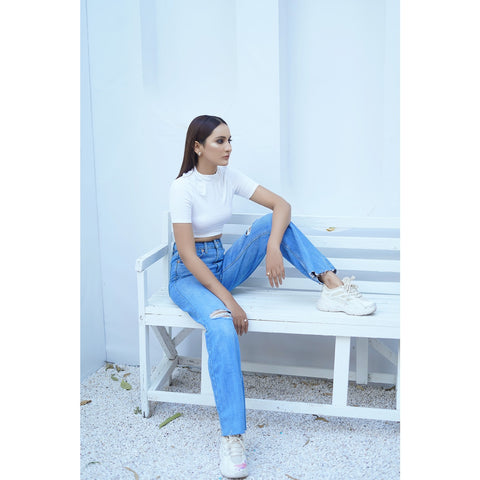 FF Blue Straight Ripped Jeans | Montivo Pakistan