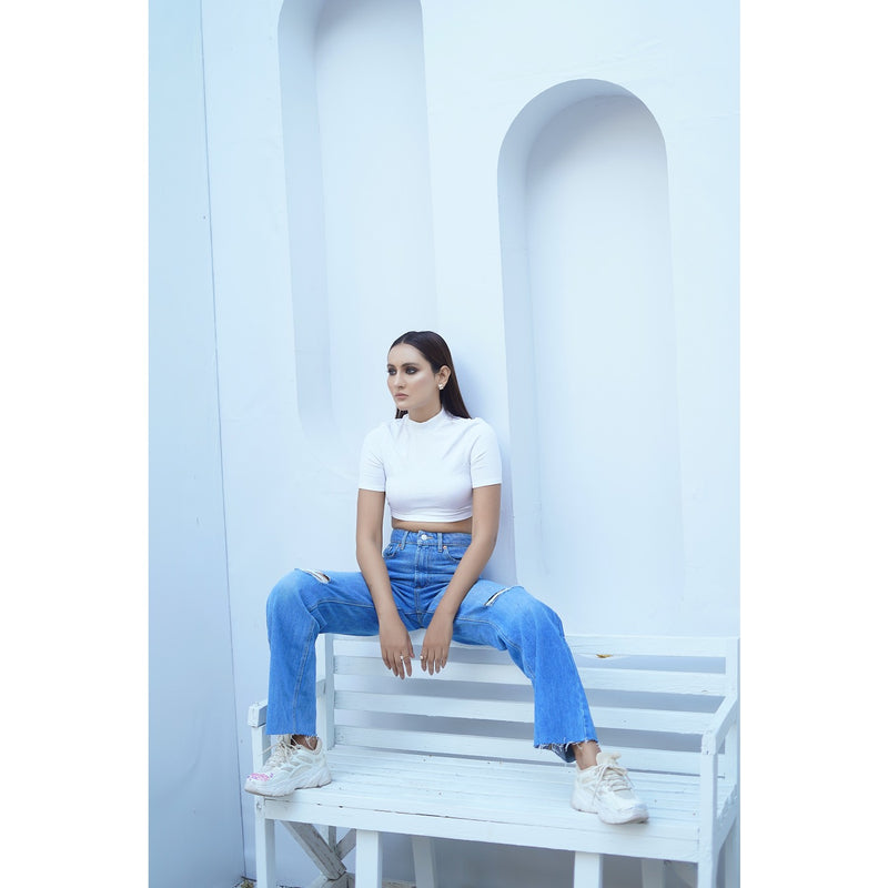 FF Blue Straight Ripped Jeans | Montivo Pakistan