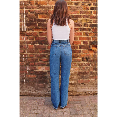 FF Blue Straight Ripped Jeans | Montivo Pakistan